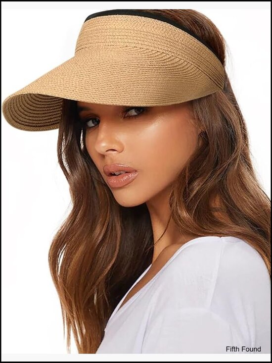 Straw Sun Visor Hat with UPF 80+ Protection, Adjustable Fit, Packable